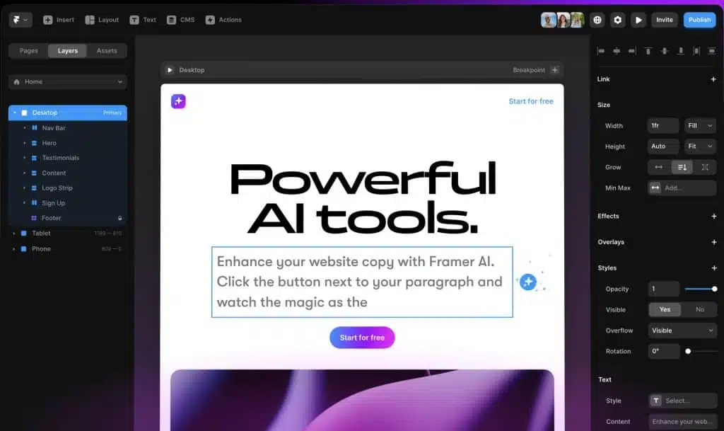 Framer - AI Tool for Designers 
