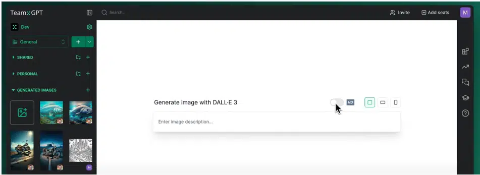 Dall-E 3 Image Generator on Team-GPT